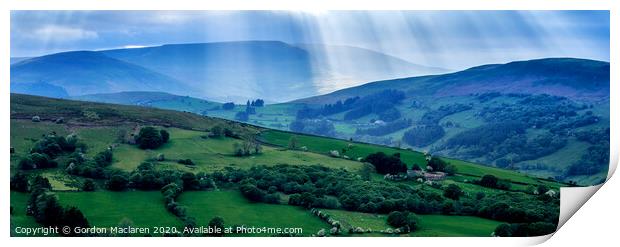 Gods Rays over the Brecon Beacons Panorama Print by Gordon Maclaren