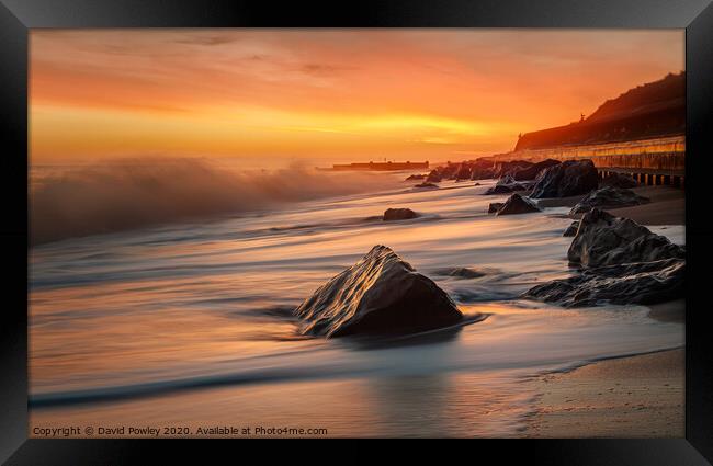 Cart Gap Beach Sunrise Norfolk Framed Print by David Powley