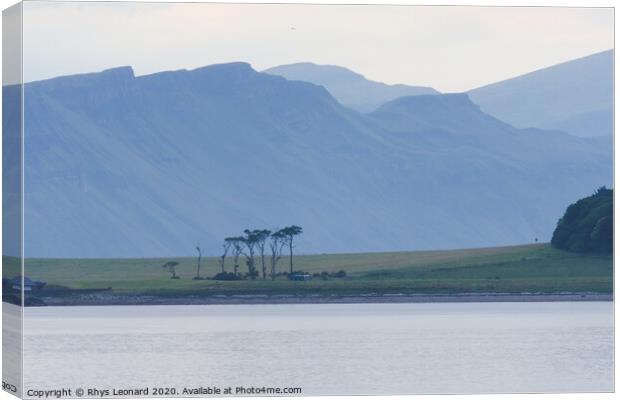 Odd trees, part of the Raasay House Hotel grounds Canvas Print by Rhys Leonard