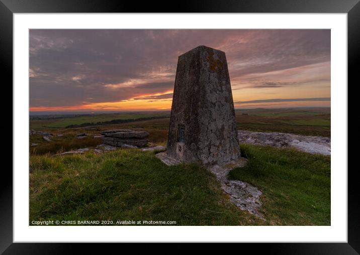 Trigpoint at Sunset Framed Mounted Print by CHRIS BARNARD