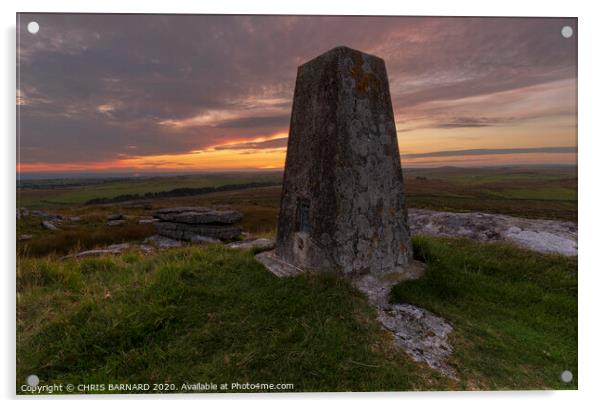 Trigpoint at Sunset Acrylic by CHRIS BARNARD