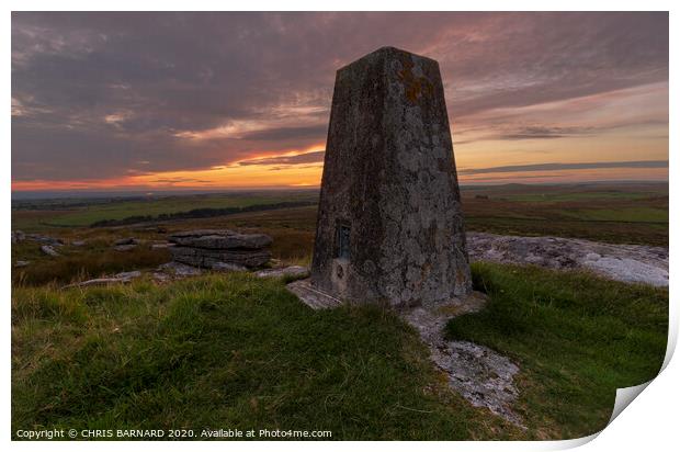 Trigpoint at Sunset Print by CHRIS BARNARD