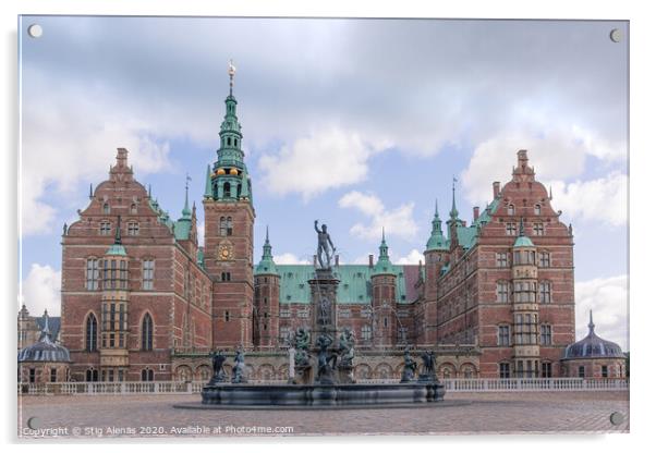 Neptune Fountain in front of Frederiksborg castle Acrylic by Stig Alenäs