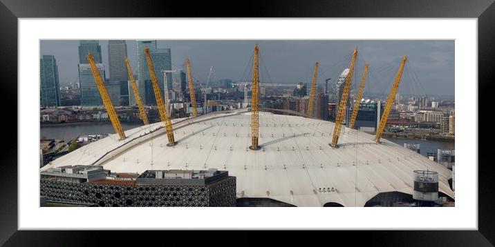 Panoramic view O2 Arena from Emirates Air Line Gre Framed Mounted Print by Terry Senior