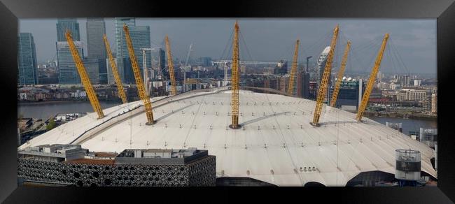 Panoramic view O2 Arena from Emirates Air Line Gre Framed Print by Terry Senior