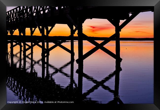 Twilight wooden bridge - Quinta do Lago Framed Print by Angelo DeVal