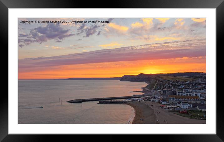 West Bay Sunset, dorset Framed Mounted Print by Duncan Savidge