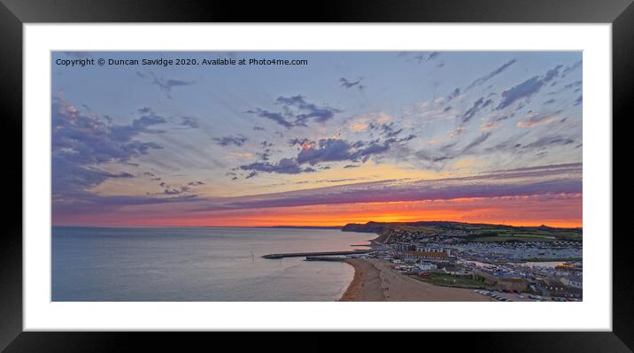 West Bay Sunset panoramic Framed Mounted Print by Duncan Savidge