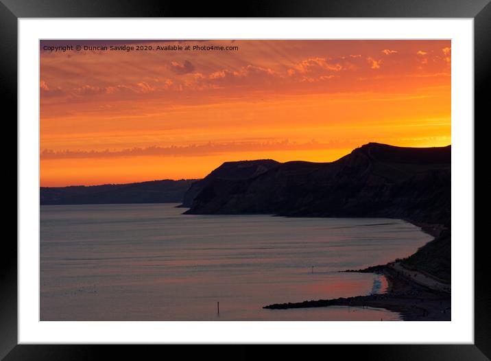 West Bay Silhouette sunset  Framed Mounted Print by Duncan Savidge