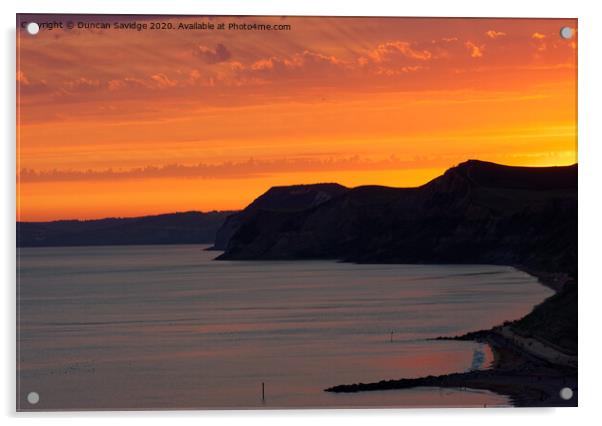 West Bay Silhouette sunset  Acrylic by Duncan Savidge