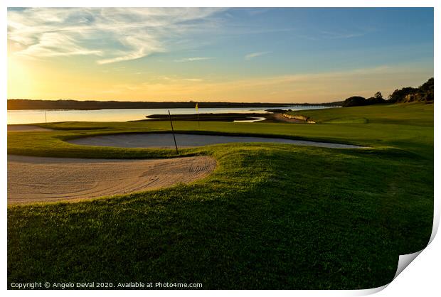 Golf course at sunset Print by Angelo DeVal