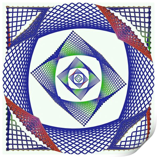 A Digital kaleidoscope of String Art Print by Terry Senior