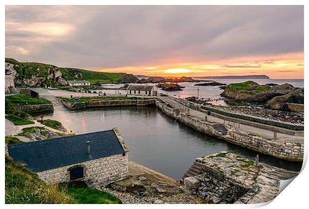 "Enchanting Sunset at Ballintoy Harbour" Print by KEN CARNWATH