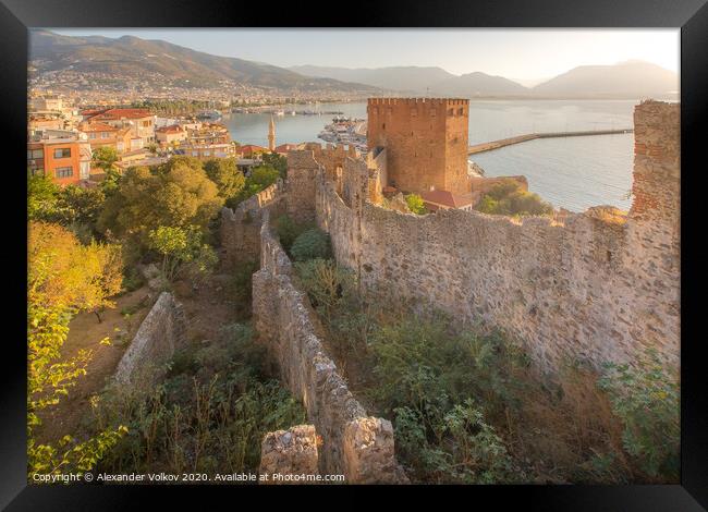 Morning view of the beautiful old town of Alanya Framed Print by Alexander Volkov