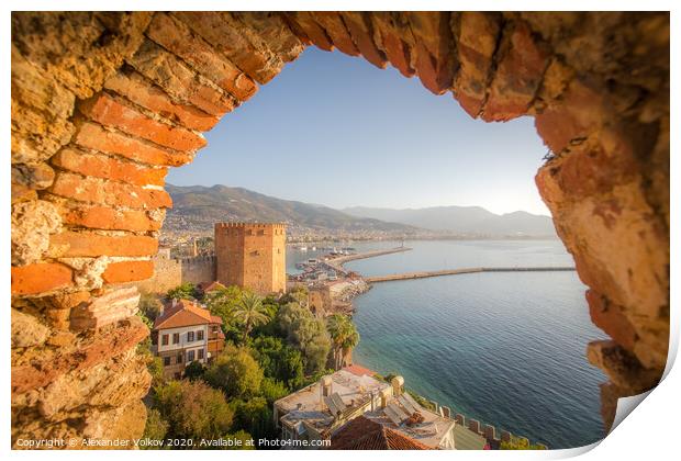 Alanya old castle early in the morning Print by Alexander Volkov