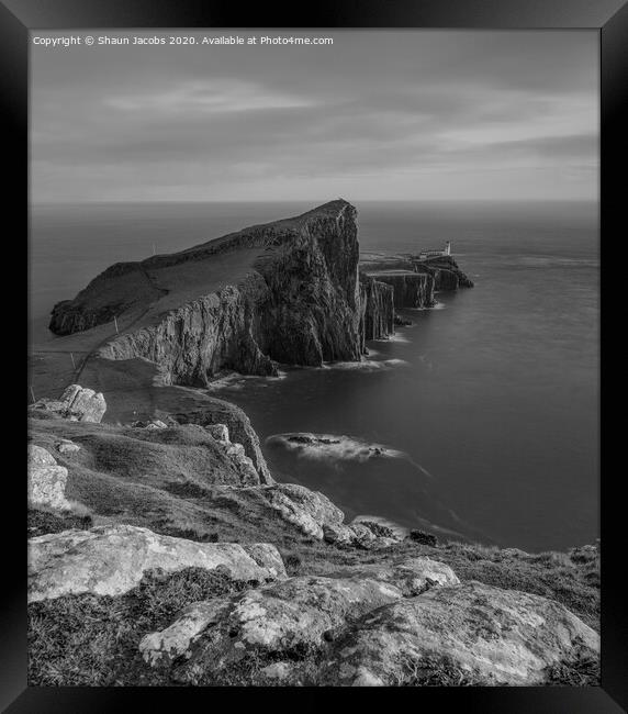 Neist point rocky outcrop  Framed Print by Shaun Jacobs
