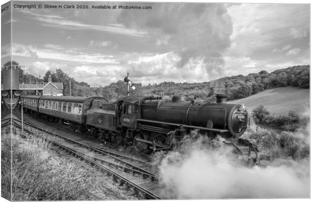43106 Departs Highley - Black and White Canvas Print by Steve H Clark