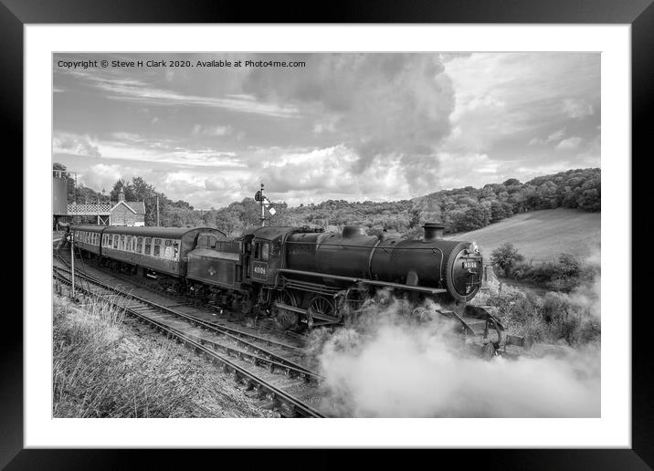 43106 Departs Highley - Black and White Framed Mounted Print by Steve H Clark