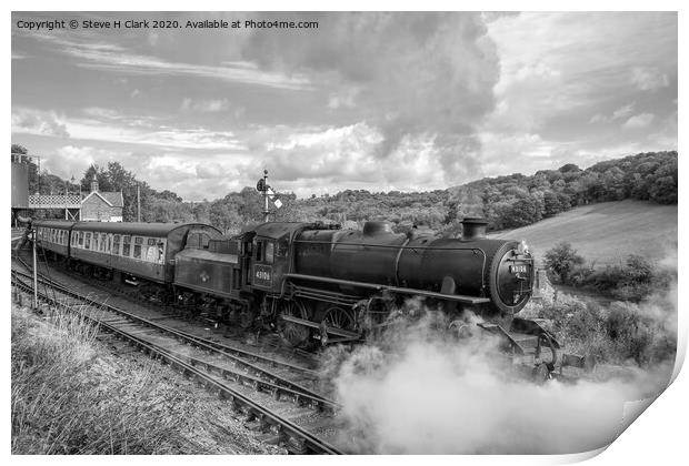 43106 Departs Highley - Black and White Print by Steve H Clark