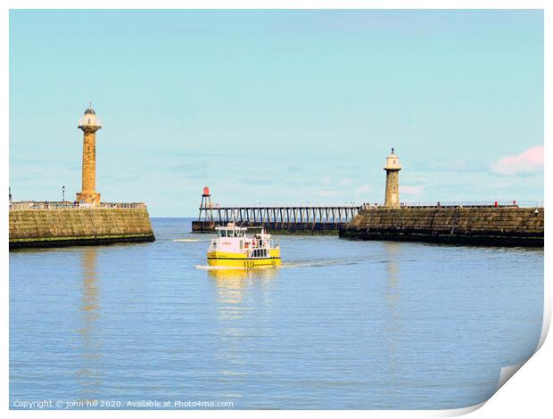 The Twin Piers at Whitby in Yorkshire. Print by john hill