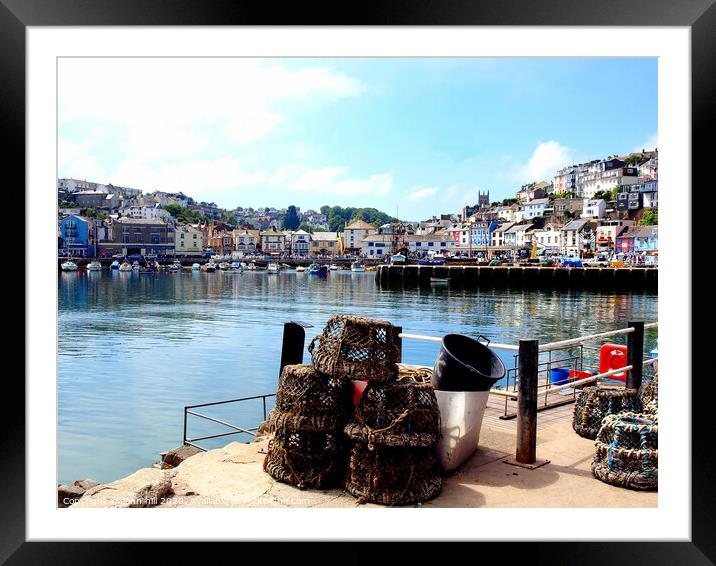 A tranquil  morning harbour at Brixham in Devon. Framed Mounted Print by john hill