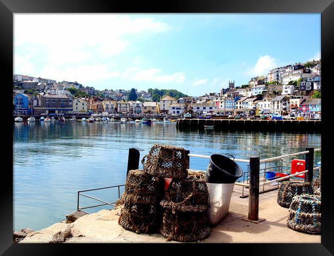 A tranquil  morning harbour at Brixham in Devon. Framed Print by john hill