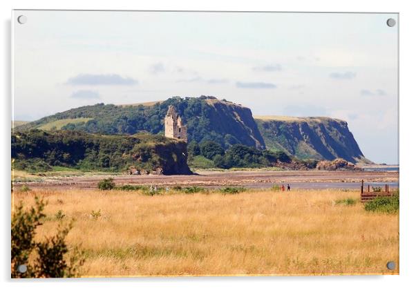 Greenan Castle and Heads of Ayr, Ayrshire, Scotlan Acrylic by Allan Durward Photography