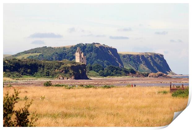 Greenan Castle and Heads of Ayr, Ayrshire, Scotlan Print by Allan Durward Photography
