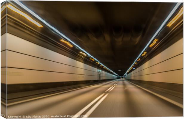 inside the tunnel between Malmo and Copenhagen Canvas Print by Stig Alenäs