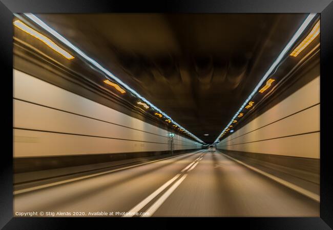 inside the tunnel between Malmo and Copenhagen Framed Print by Stig Alenäs