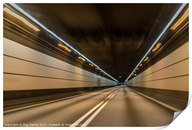 inside the tunnel between Malmo and Copenhagen Print by Stig Alenäs
