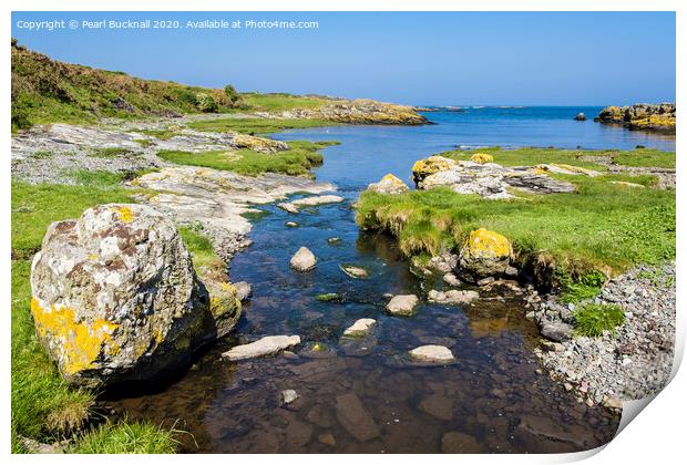Secluded Cove Anglesey Print by Pearl Bucknall