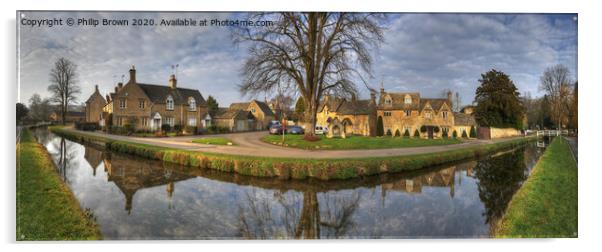 Lower Slauters, The Cotswolds, UK, Colour Panorama Acrylic by Philip Brown