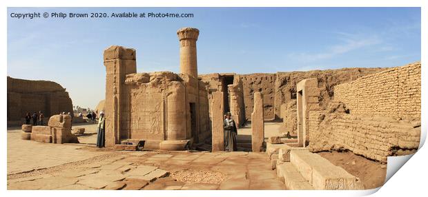 The ruins of the temple of Horus at Idfu, Egypt. Print by Philip Brown