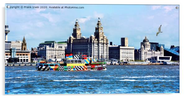 Dazzle ship MV Snowdrop passing Liverpool's Pier H Acrylic by Frank Irwin