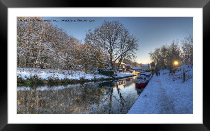 Winter Snow on a Midlands Canal Framed Mounted Print by Philip Brown