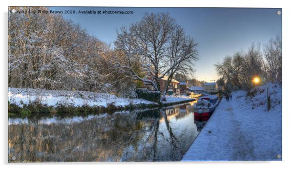 Winter Snow on a Midlands Canal Acrylic by Philip Brown