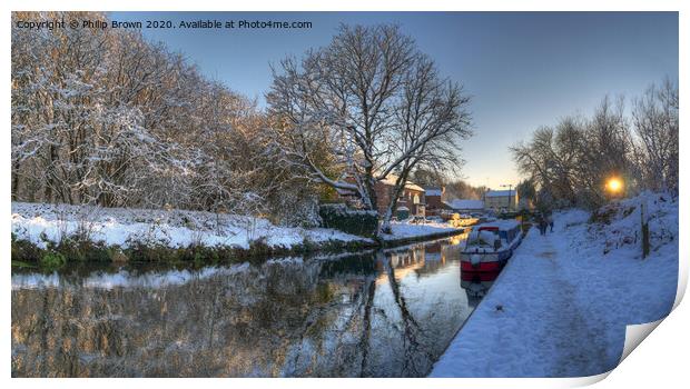 Winter Snow on a Midlands Canal Print by Philip Brown