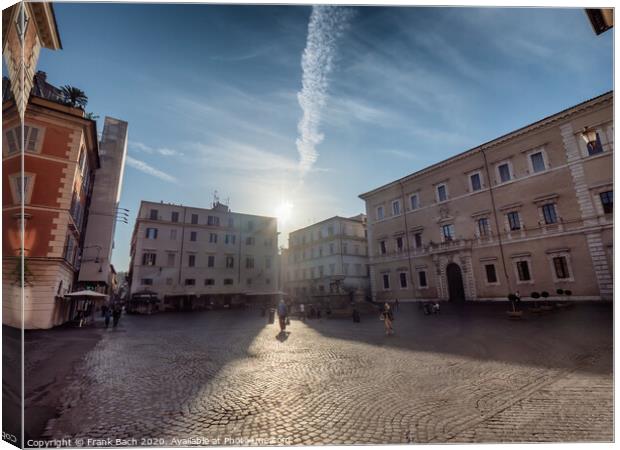 Piazza square St Maria in Trastevere Rome, Italy Canvas Print by Frank Bach