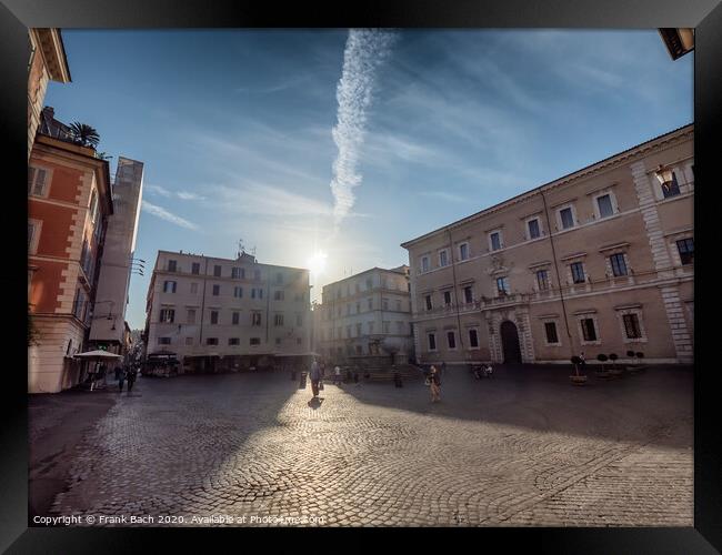 Piazza square St Maria in Trastevere Rome, Italy Framed Print by Frank Bach