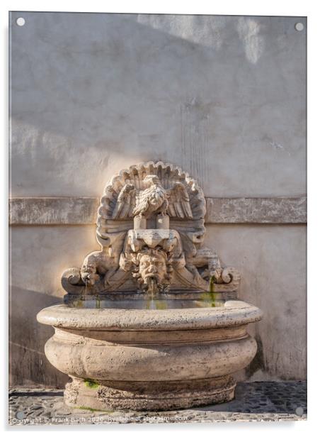 Fountain near Campo dei Fiori in Rome, Italy Acrylic by Frank Bach