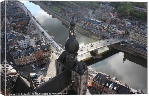 Aerial view of Dinant, Belgium Canvas Print by Imladris 