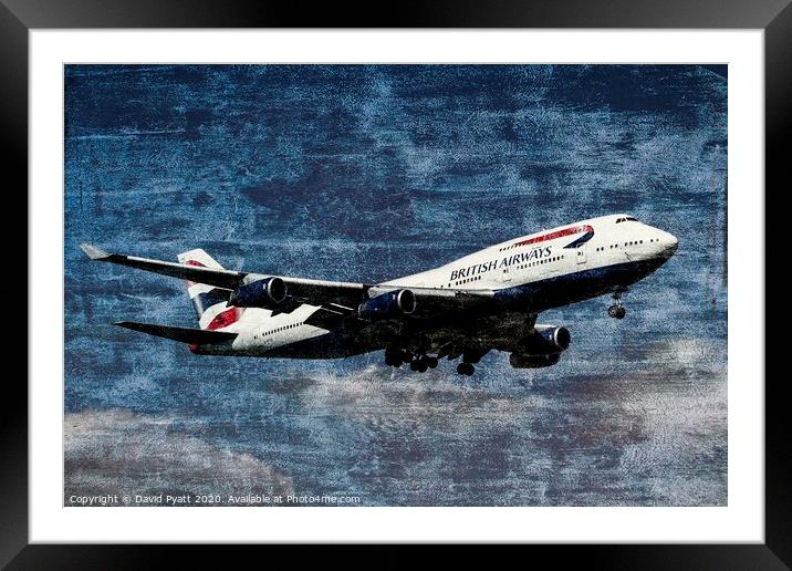 Boeing 747 Weathered Metal      Framed Mounted Print by David Pyatt