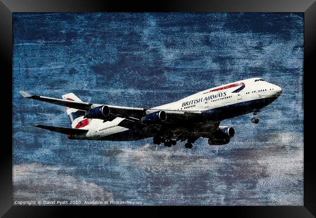 Boeing 747 Weathered Metal      Framed Print by David Pyatt