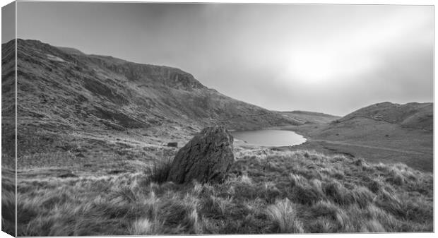 Misty Llyn Teyrn Snowdonia Canvas Print by Jonathon barnett