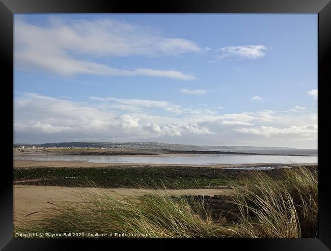 Ogmore and Southerndown viewed from Trecco Bay, Porthcawl, South Wales Framed Print by Gaynor Ball