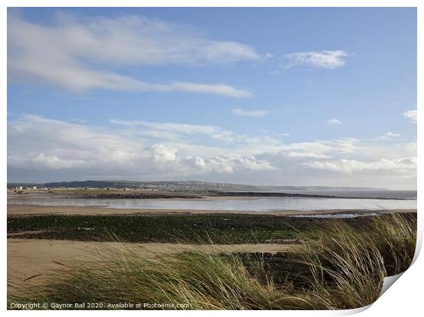 Ogmore and Southerndown viewed from Trecco Bay, Porthcawl, South Wales Print by Gaynor Ball