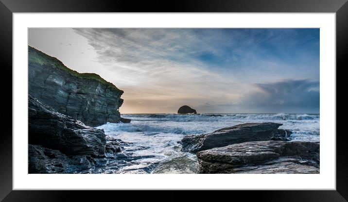 Stormy Trebarwith Framed Mounted Print by David Wilkins