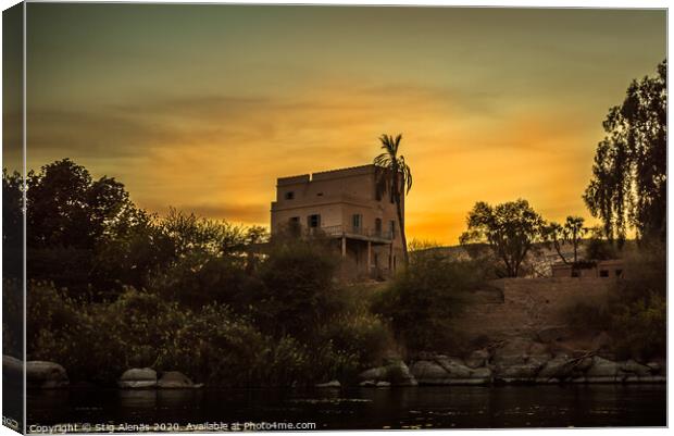 Castle in the sunset on the bank of river Nile Canvas Print by Stig Alenäs
