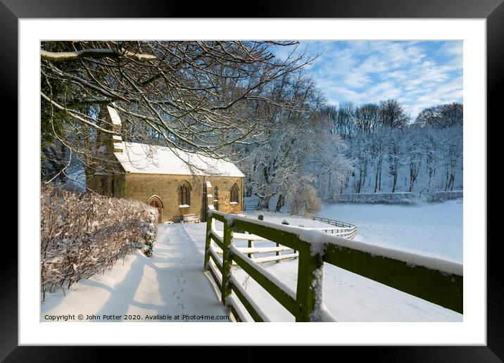 St Ethelberga's Church Givendale, East Yorkshire Wolds, England. Framed Mounted Print by John Potter
